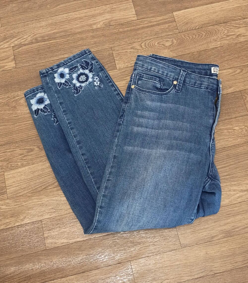 Anne Klein embroidered skinny ankle jeans Missy size 10